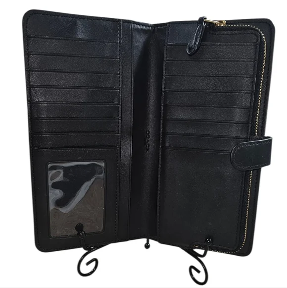 COACH Smooth Black Leather Skinny Wallet - Picture 5 of 12